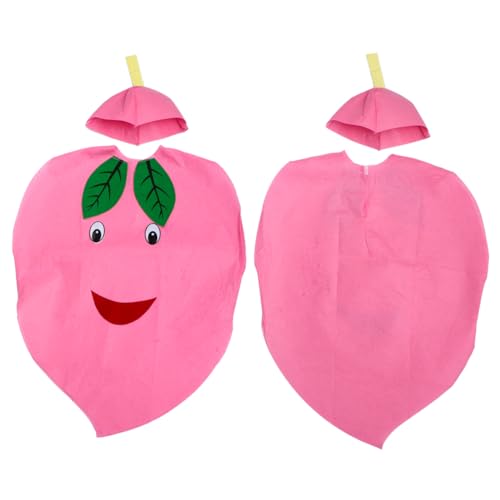Healvian 2 Stück Teiliges Kinderkostüm Set Pfirsich Outfit mit Hut Niedliches Bühnenkleidungsset für Halloween und Auftritte Hautfreundlich Langlebig Dekoratives Kostüm für Mädchen von Healvian