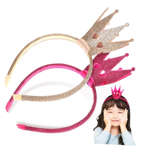 Healvian 2 Stück Teiliges Krone Haarband Glitzerndes Dehnbares Stirnband für Mädchen Bequemer Kopfschmuck für Geburtstagsfeiern Karneval Fotoshooting Partyzubehör Einheitsgröße von Healvian