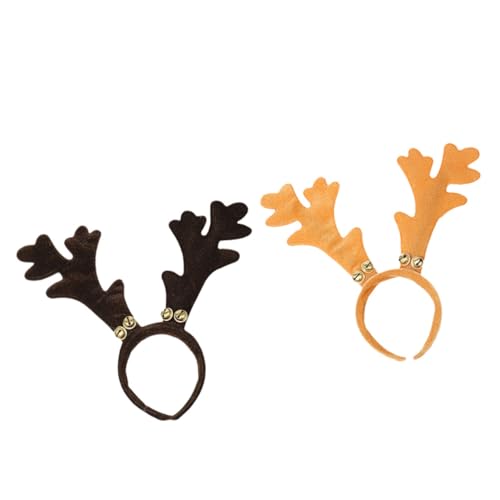 Healvian 2 Stück Teiliges Rentier Geweih Haarband aus Goldenem Samt Niedlicher Haarschmuck für Mädchen und Frauen Festliches Accessoire für Weihnachten Party und Familienfeiern von Healvian