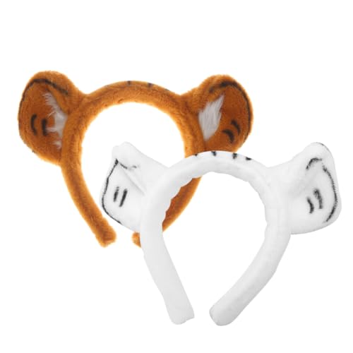 Healvian 2 Stück Teiliges Tigerohren Haarband Süßer Cosplay Haarschmuck mit Dekorativen Tierohren Bequemes Stirnband für Karneval Partys und Mottopartys Auffälliges Accessoire für Damen von Healvian