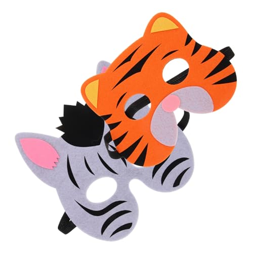 Healvian 2 Stück Tiermasken für Cosplay Tiermasken für Partys Halloween und Karneval Zebra Tiger Elastische Kostümmasken für Festlichkeiten und Aufführungen von Healvian