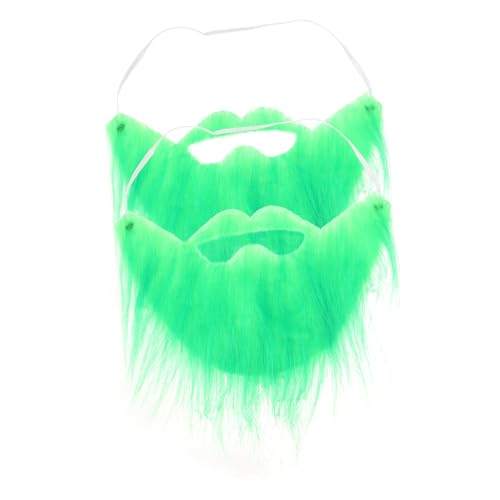 Healvian 2 Stück grüner Kunstbart Bart-Kit dekorativer künstlicher Schnurrbart Bartöl St Patrick's Day Kostümzubehör Cosplay gefälschter Schnurrbart Cosplay-Bart-Requisite Kunstfell Green von Healvian