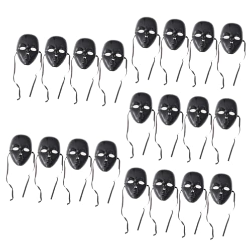 Healvian 20 Stck. Schwarze Vollflächige Halloween Cosplay Masken Leichte Atmungsaktive Elektroplattierte Gesichtsmaske für Karneval Kostümparty Masquerade und Verkleidung von Healvian