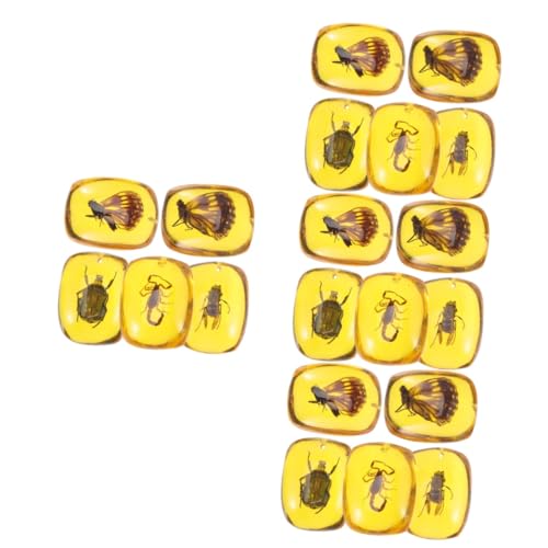 20 Stk Ohrringe bernsteinfarbenes Beißarmband für Babys Schmuck Dekor Halskette liefert Insektenproben-Anhänger mit Löchern schmücken Kunsthandwerk Ornament Lieferungen Harz. von Healvian