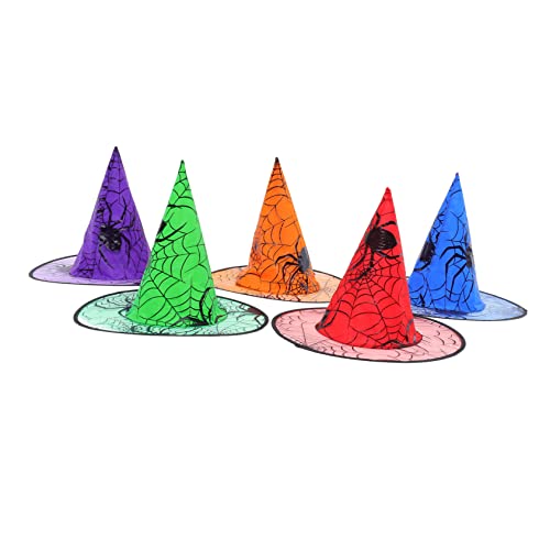 Healvian 20 Stück Teiliges Hexenhut aus Leichtem Vliesstoff mit Zartem Spinnennetz Design Bunte Karneval Hexenhüte für Halloween Party Komfortabel Hautfreundlich und Einfach zu Tragen von Healvian