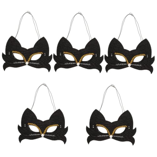 Healvian 20 Stück Teiliges Katzenmasken aus Schwarzem Samt Hautfreundliche Tiergesichtsmaske für Erwachsene Vielseitig für Halloween Karneval Kostümfest und Cosplay Geeignet von Healvian