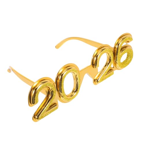 Healvian 2026 Brille Partybrille Neujahrsbrille glitzert Frohe Silvester-Gläser Frohe Silvesterglasse Partygeschenke Gläser Silvester Brille Party -Requisiten für Erwachsene Golden von Healvian