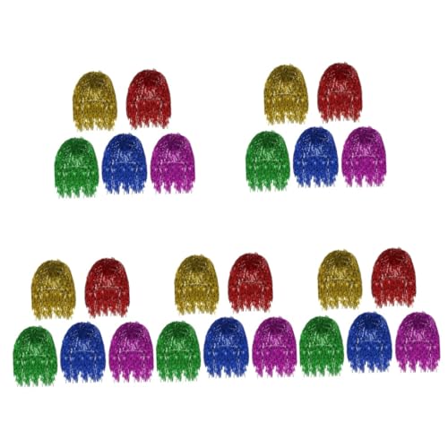 Healvian 25 Stck. Teiliges Perücken für Kostümpartys Glänzende Cosplay Haarteile Gold Rot Grün und Blau für Halloween und Maskeraden von Healvian