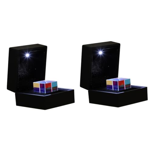 Healvian 2st Lichtwürfel Led-dekor Wissenschaftliches Experiment Lichtspektrum Prisma Tischdekoration Led-spielzeug Dichroitischer Prismenwürfel Regenbogenprismenwürfel Glas Haushalt Linse von Healvian