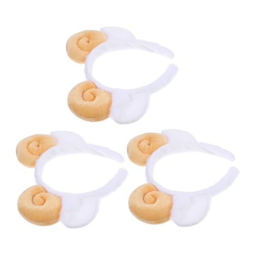 Healvian 3 STÜCKE Teiliges Plüsch Schafhörner Stirnband mit Ohren Weiches Cartoon Haarreif Zubehör für Erwachsene Vielseitig für Karneval Party Cosplay und Bauernhof Kostüm von Healvian