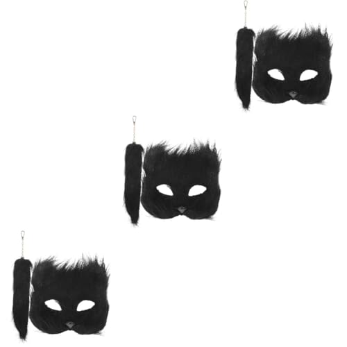 Healvian 3 Sätze Fuchs Maske mit Set Teiliges Cosplay Zubehör für Halloween Karneval und Kostümpartys Weiche und Bequeme Tiermaske für Festliche Anlässe von Healvian