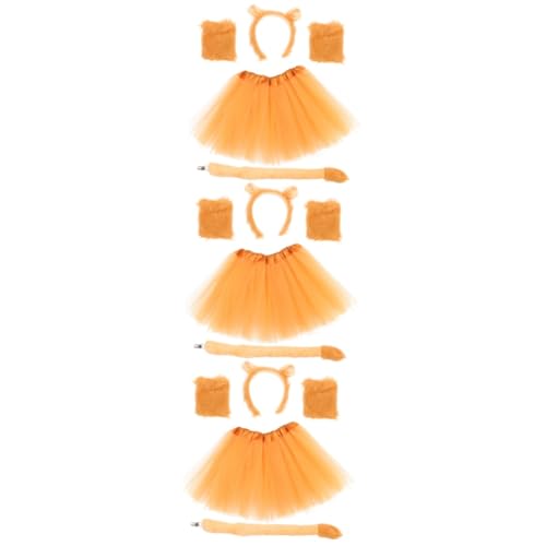 Healvian 3 Sätze -Stirnband und Schwanzstütze halloween costume halloween kleidung, Stirnband und Stirnband Löwenkostüm für Mädchen Partyzubehör von Healvian