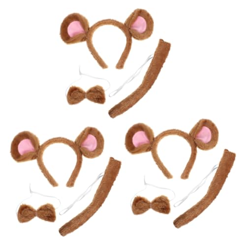 Healvian 3 Sätze Tiermäuse Kostümset mit Haarschmuck Mausohren und Fliege für Halloween Karneval und Cosplay Partys für Unvergessliche von Healvian