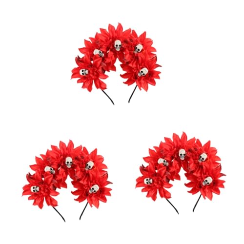 Healvian 3 Stck. -Stirnband Schädelhaarzubehör Halloween-Haarspangen Geisterkopfschmuck Halloween -Party Mesh-Blumen-Stirnband Cosplay Schädel Zubehör Healvian 3 Stck. -Stirnband Schädelhaarzubehör Halloween-Haarspangen Geisterkopfschmuck Halloween -Party Mesh-Blumen-Stirnband Cosplay Schädel Zubehör von Healvian