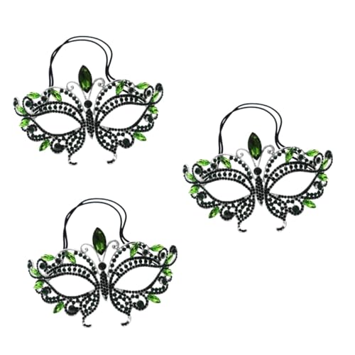 Healvian 3 Stück Frauen Halloween Party Maske Halbe Maske mit Strass Masquerade für Karneval und Festliche Anlässe für Partys und Bühnenaufführungen von Healvian