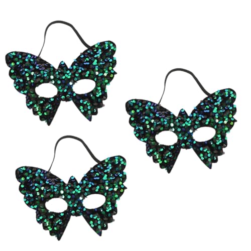 Healvian 3 Stück Grün PVC Schmetterling mit Pailletten Halbes Gesicht Verstellbares Elastisches Band Leicht und Langlebig für Halloween Karneval Maskenball und Party Healvian 3 Stück Grün PVC Schmetterling mit Pailletten Halbes Gesicht Verstellbares Elastisches Band Leicht und Langlebig für Halloween Karneval Maskenball und Party von Healvian