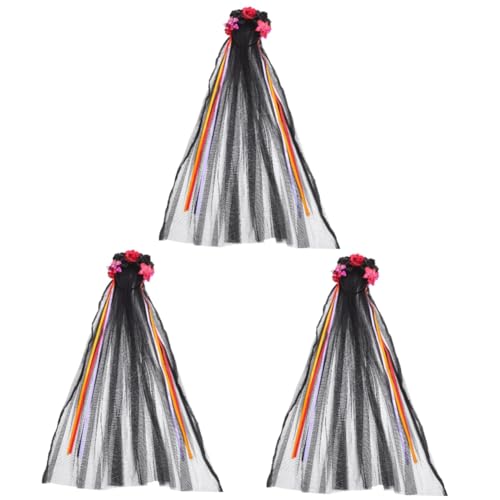 Healvian 3 Stück Halloween Haarreif mit Schwarzen und Roten Rosen Stilvolles Headwear für Kostümpartys und Cosplay für Halloween Feiern Leicht und Bequem für Besondere Anlässe von Healvian