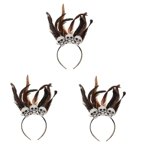 Healvian 3 Stück Halloween Skull Haarreif mit Kunstfedern Cosplay Kopfschmuck für Halloween Party und Bühnenaufführungen Schwarz Braun Healvian 3 Stück Halloween Skull Haarreif mit Kunstfedern Cosplay Kopfschmuck für Halloween Party und Bühnenaufführungen Schwarz Braun von Healvian