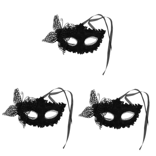 Healvian 3 Stück Masquerade Maske für Damen Venezianische Halbmaske mit Seitlichem Schmetterling für Karneval Halloween und Maskenbälle Bequeme und Sichere für Kopfgrößen von Healvian
