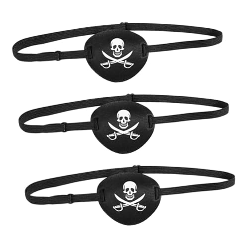 Healvian 3 Stück Piraten Augenbinde Augenmaske Halloween Requisiten Halloween Party Ornament Piraten Augenklappe Parodie Auge Cosplay Augenklappe Maskerade Cosplay Augenklappe von Healvian