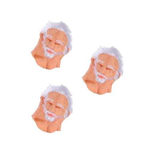 Healvian 3 Stück Realistische Alte Männer Maske mit Weißem Haar und Vollkopf Halloween Kopfhaut mit Weichem Material Atmungsaktiv und für Kostümpartys und Themen Events von Healvian