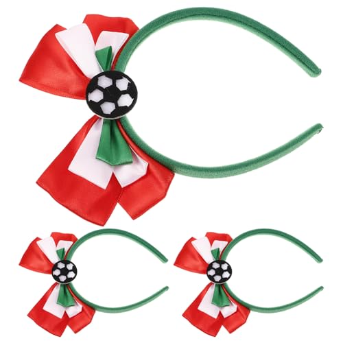 Healvian 3 Stück Teiliges Fußball stirnband mit Grün weiß rotem Schleifen design Elastisch und Bequem Sportliches Haarband für Fußballpartys Fan accessoire für Damen für Sportevents und von Healvian