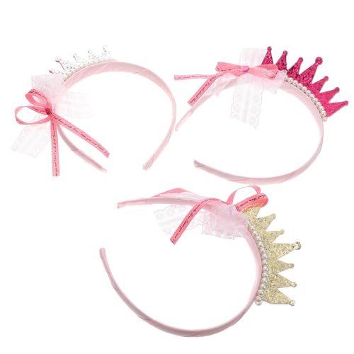 Healvian 3 Stück Teiliges Haarreifen Kronenform mit Perlen Haarschmuck für Mädchen Leichte Langlebige Stirnbänder in Gold Silber und Rot Geeignet für Party und Festtagsoutfits von Healvian