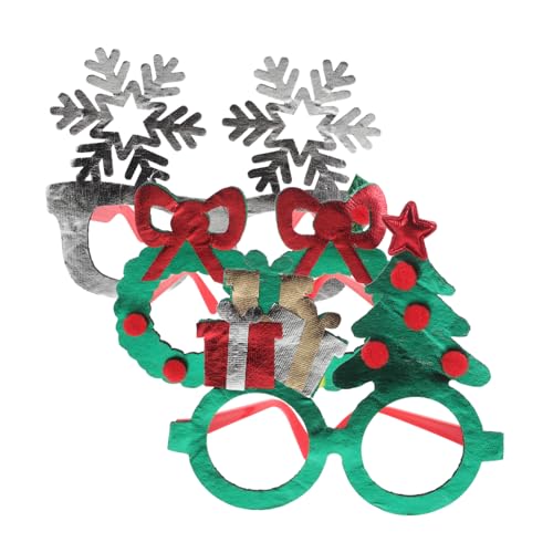 Healvian 3 Stück Teiliges Schneeflocken Weihnachtsbaum-design Festliche Partybrillen Leicht und Angenehm als Neujahrs-partygeschenk und Kostümzubehör von Healvian