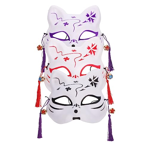 Healvian 3 Stück Teiliges Wiederverwendbare Halbschalen Fuchsmasken Rot Schwarz für Karneval Maskenball Cosplay Partyzubehör Tiermasken von Healvian