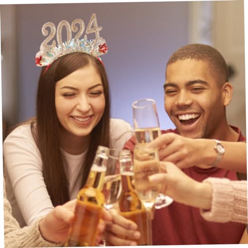 Healvian 3 Stück Teiliges Year Haarbänder Festliche Stirnbänder Rot Champagner Grün Leichtes Langlebiges Haaraccessoire für Damen Bequemes Tragen zu Silvester Geburtstag Valentinstag von Healvian