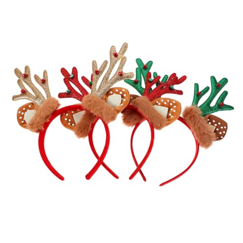 Healvian 3 Stück Weihnachts Rentier Stirnband Plüsch Geweih und Ohren Haarreifen für Frauen und Erwachsene Weiches Langlebiges Kostümzubehör für Weihnachtsfeiern Cosplay Fotoshootings von Healvian