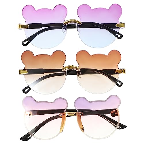 Healvian 3 Stück personalisierte Brille kindersonnenbrille in Bärenform Mädchen tragen eine Brille 90er aus Kunststoff Party- Stk von Healvian