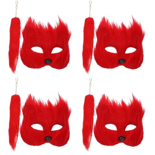 Healvian 4 Sätze Fuchsmaske mit Set Teiliges Kostüm für Halloween und Cosplay Robustem und Bequemem Material für Bühnenaufführungen und Fotografie von Healvian