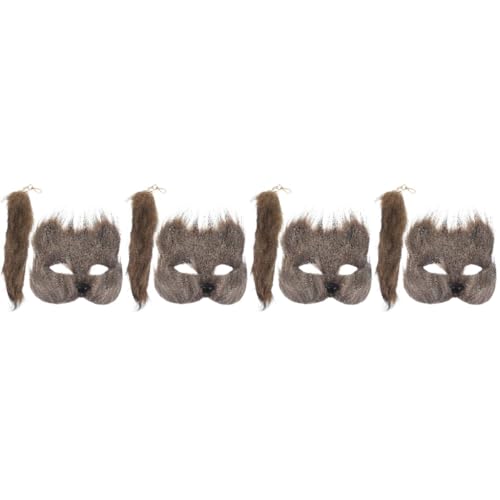 Healvian 4 Sätze Fuchsmaske und Set Flauschiges Kostümzubehör für Halloween Karneval und Cosplay Teiliges Set Hochwertigem Material Einfach zu Tragen für Tierkostüme von Healvian