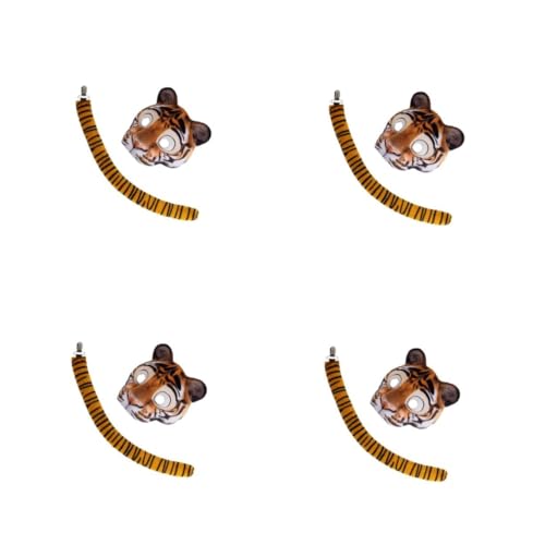 Healvian 4 Sätze Tiger Masken und Set mit Elastischem Band Atmungsaktives Kostüm Halbes Gesicht für Halloween Karneval Verkleidungsparty Sicher für Damen und Herren von Healvian