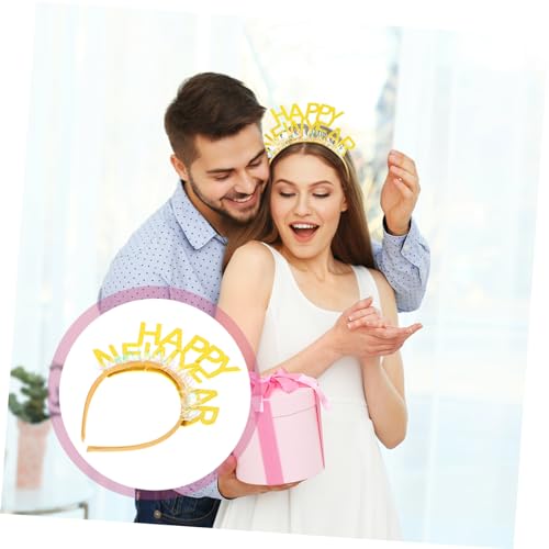 Healvian 4 Stck. Teiliges Funkelnde Year Headbands für Damen Komfortable Stabile Stirnbänder mit Glitzerndem Gold Design Festlicher Haarschmuck zur Silvesterparty und Neujahrsdekoration von Healvian