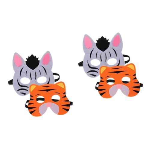 Healvian 4 Stck. Tiermasken für Elastische Cosplay Masken für Halloween Karneval Kostümpartys Zebra Tiger von Healvian