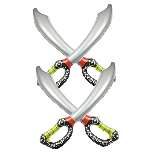 Healvian 4 Stück Aufblasbare Piratenschwerter Kinderfreundliche Cosplay Requisiten für Piraten Mottopartys Halloween Geburtstagsfeiern Leicht zu Transportieren zu Lagern Ergonomisches von Healvian