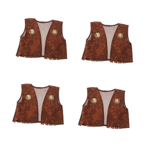 Healvian 4 Stück Cowboy Kostüm für Braune Weste für Jungen und Mädchen Western Themen Outfit für Halloween Fotokostüm S und Langlebig Healvian 4 Stück Cowboy Kostüm für Braune Weste für Jungen und Mädchen Western Themen Outfit für Halloween Fotokostüm S und Langlebig von Healvian