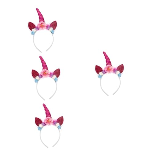 Healvian 4 Stück Einzigartiger Einhorn Haarreif für Mädchen Dekorative Party Requisiten für Halloween Cosplay und Kostümparty mit Kuscheligem Rosafarbenem Design und Bequemer von Healvian