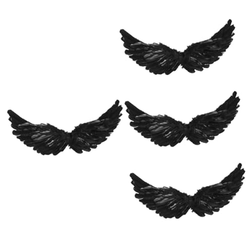 Healvian 4 Stück Engelsflügel Prop aus Kleine Schwarze Flügel Leichtes Halloween Kostüm Zubehör für Cosplay Bühnenauftritte Party und Fotorequisiten von Healvian