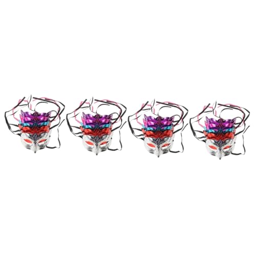 Healvian 4 Stück Festival Maske Teiliges Karneval Kostüm mit Bunten Eleganten Designs für Halloween Mottopartys und Blau Silber und Rot Healvian 4 Stück Festival Maske Teiliges Karneval Kostüm mit Bunten Eleganten Designs für Halloween Mottopartys und Blau Silber und Rot von Healvian