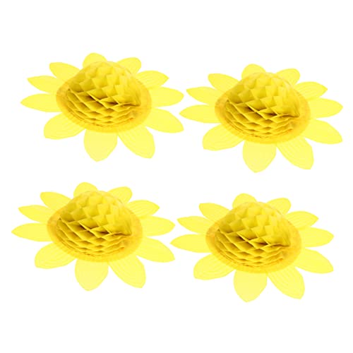 Healvian 4 Stück Handgemachte Blume Der Sonnenblume Geburtstag Strand Dekorationen Erwachsene Girlande Thematisiert Dekorativ Blumen Gefälscht Topper Umweltfreundliches Plastikpapier Yellow von Healvian