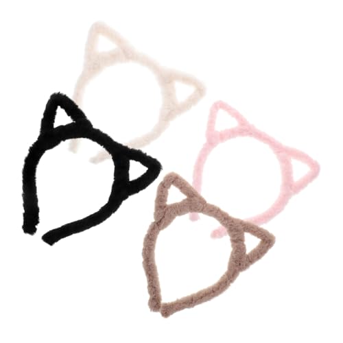 Healvian 4 Stück Hohles Katzenohr-stirnband Tierstirnband Spa-stirnbänder Für Frauen Pelziges Stirnband Katzenohren Kostüm Stirnband Wolfsohren Kostüm Plüsch von Healvian
