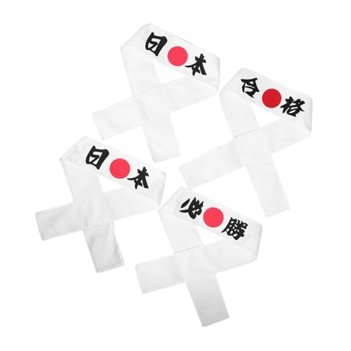 Healvian 4 Stück Japanische Samurai Stirnbänder mit Wiederverwendbare Waschbare Sport und Koch Kopfbänder für Team Building Karate Workout Küchenaktivitäten von Healvian