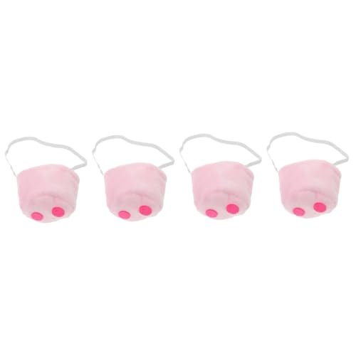 Healvian 4 Stück Plüsch Schweinenase Cosplay Zubehör für Halloween Partys Realistische Tiernase mit Elastischem Band für Kostüme und Rollenspiele von Healvian