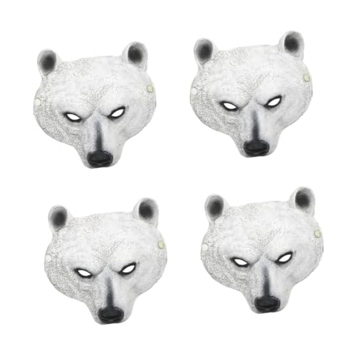 Healvian 4 Stück Realistische Polar Bear Maske für Erwachsene Komfortable PU Tiermaske für Halloween Karneval und Kostümpartys Elastische Atmungsaktiv und Langlebig von Healvian