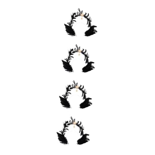 Healvian 4 Stück Schwarzes Haarschmuck für Damen Lolita Kopfband für Halloween Cosplay Hochzeiten und Partys Leicht Bequem und Einzigartiges Design aus von Healvian