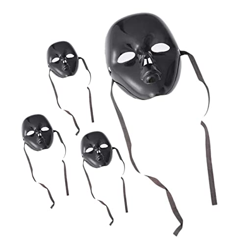 Healvian 4 Stück Teiliges Schwarzes Vollflächiges Halloween Elektroplattiertes Party Cosplay Maske Leichte Atmungsaktive Maske für Karneval Kostüm und Bühnenauftritte von Healvian