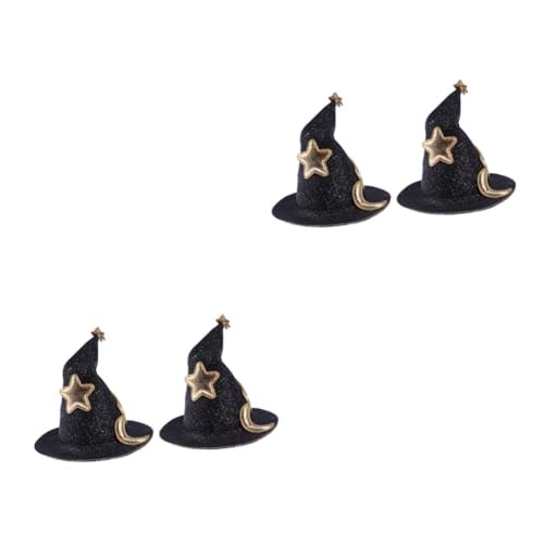 Healvian 4 Stück Teiliges Set Kleine Schwarze Halloween Haarspangen mit Gebogenem Hexenhut Haarschmuck für Erwachsene für Kostüm und Partyauftritte Healvian 4 Stück Teiliges Set Kleine Schwarze Halloween Haarspangen mit Gebogenem Hexenhut Haarschmuck für Erwachsene für Kostüm und Partyauftritte von Healvian